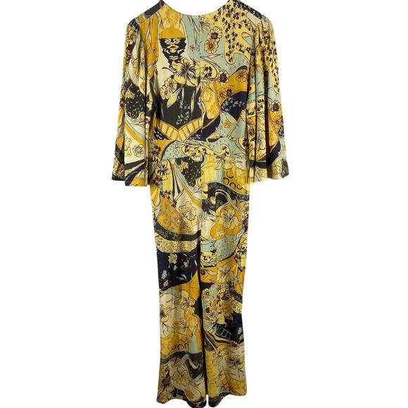 Free People Retro Night Fever Wide Leg Deep V-Neck Jumpsuit Size Medium - Picture 8 of 12